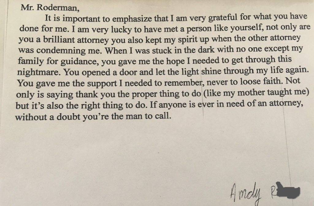 Letter from Andy R.